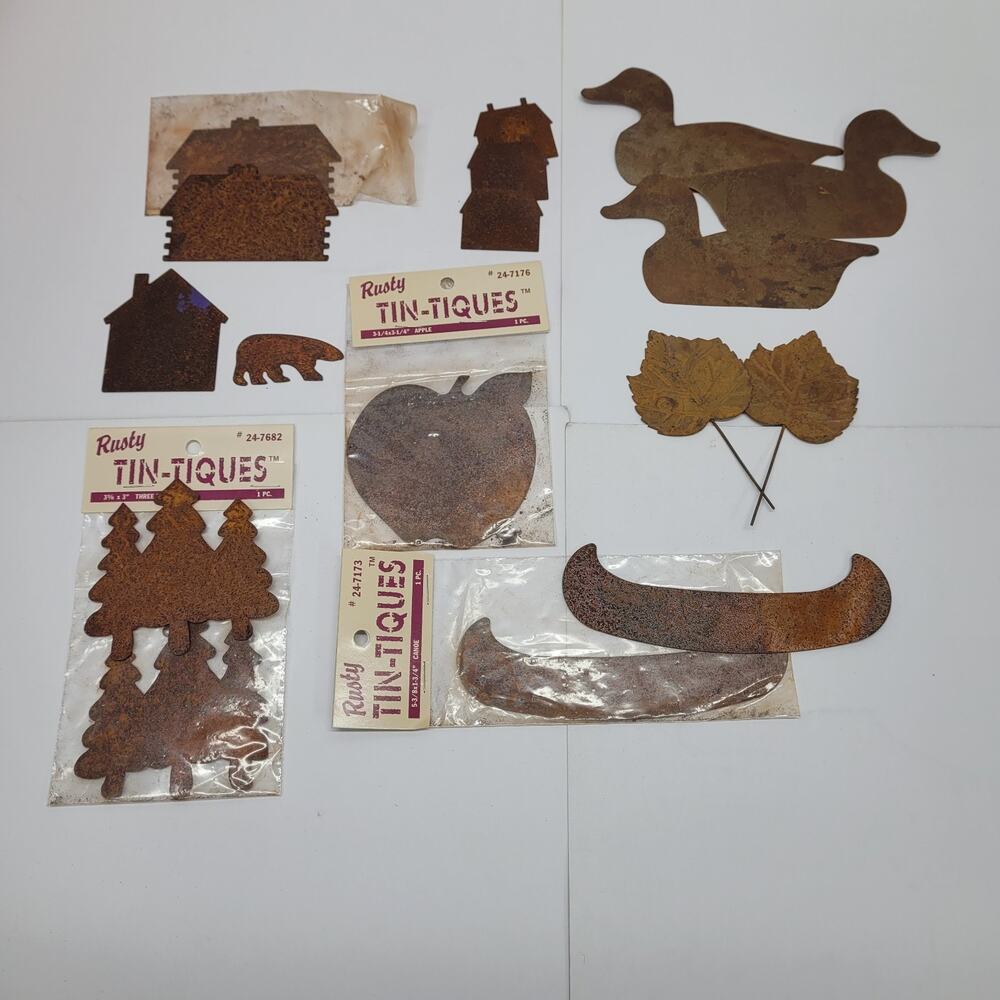 Rusty Tin-Tiques Craft Supplies Fall Woodland Rustic Cabin Lot of 17 Misc Pieces